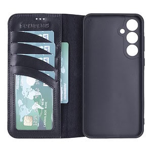 Solidenz Moda Book Samsung A55 echt leren hoesje - Zwart - 1