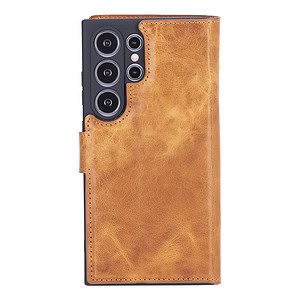 Solidenz Moda Book Samsung S24 Ultra echt leren hoesje - Lichtbruin - 1