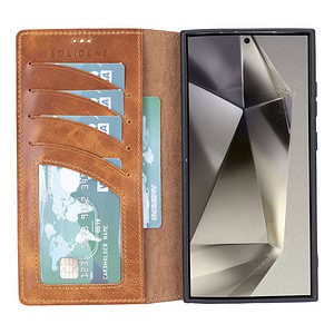 Solidenz Moda Book Samsung S24 Ultra echt leren hoesje - Lichtbruin - 3
