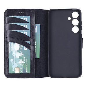 Solidenz Moda Book Samsung S24 echt leren hoesje - Zwart - 1
