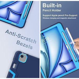 Fonu Shockproof Standcase hoes iPad Air 6 (M3 en M2) / Air 5 / Air 4 / Pro 11'' - 10.9 inch en 11 inch - Blauw - 5