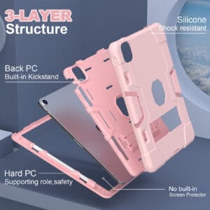 Fonu Shockproof Standcase hoes iPad Air 6 (M3 en M2) / Air 5 / Air 4 / Pro 11'' - 10.9 inch en 11 inch - Roze - 1