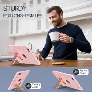 Fonu Shockproof Standcase hoes iPad Air 6 (M3 en M2) / Air 5 / Air 4 / Pro 11'' - 10.9 inch en 11 inch - Roze - 2