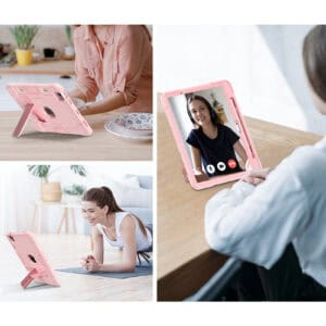 Fonu Shockproof Standcase hoes iPad Air 6 (M3 en M2) / Air 5 / Air 4 / Pro 11'' - 10.9 inch en 11 inch - Roze - 3
