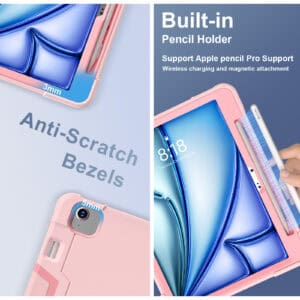 Fonu Shockproof Standcase hoes iPad Air 6 (M3 en M2) / Air 5 / Air 4 / Pro 11'' - 10.9 inch en 11 inch - Roze - 5