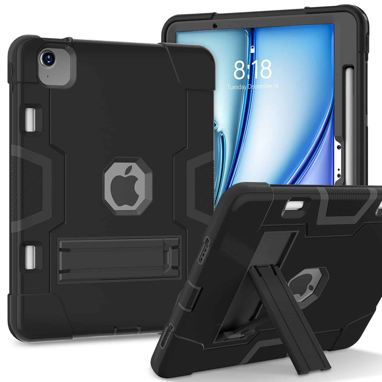 Fonu Shockproof Standcase hoes iPad Air 6 (M3 en M2) / Air 5 / Air 4 / Pro 11'' - 10.9 inch en 11 inch - Zwart Main Image