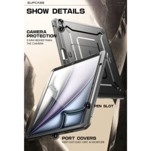Supcase hoes met screenprotector iPad Air 6 (M3 en M2) / Air 5 / Air 4 - 11 inch en 10.9 inch - Zwart - 5