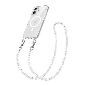 Solidenz Collection iPhone 16 hoesje met afneembare koord - White pearls Main Image