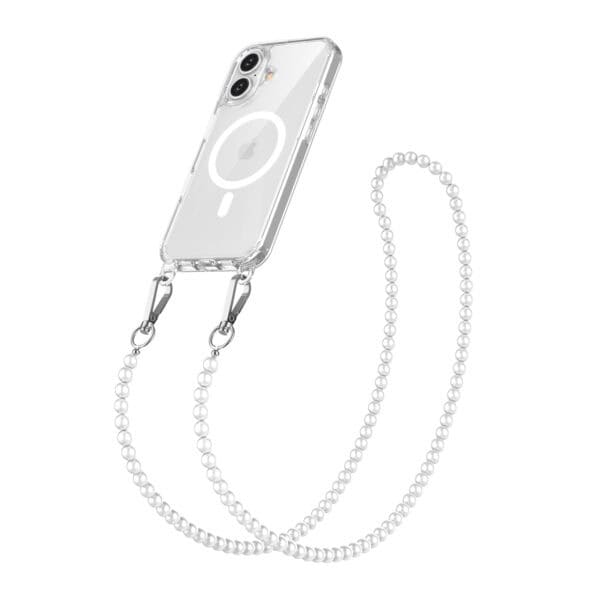 Solidenz Collection iPhone 16 hoesje met afneembare koord - White pearls