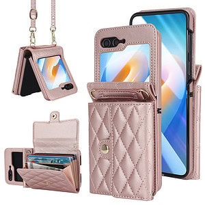 Solidenz Fashion Portemonnee hoesje met koord Samsung Galaxy Z Flip 6 - Roségoud Main Image