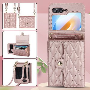 Solidenz Fashion Portemonnee hoesje met koord Samsung Galaxy Z Flip 6 - Roségoud - 9