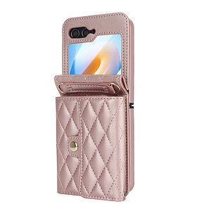 Solidenz Fashion Portemonnee hoesje met koord Samsung Galaxy Z Flip 6 - Roségoud - 1
