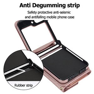 Solidenz Fashion Portemonnee hoesje met koord Samsung Galaxy Z Flip 6 - Roségoud - 6
