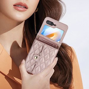 Solidenz Fashion Portemonnee hoesje met koord Samsung Galaxy Z Flip 6 - Roségoud - 8
