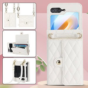 Solidenz Fashion Portemonnee hoesje met koord Samsung Galaxy Z Flip 6 - Wit - 9