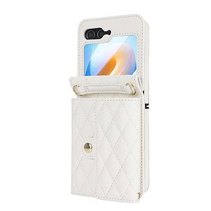 Solidenz Fashion Portemonnee hoesje met koord Samsung Galaxy Z Flip 6 - Wit - 1