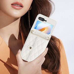 Solidenz Fashion Portemonnee hoesje met koord Samsung Galaxy Z Flip 6 - Wit - 8