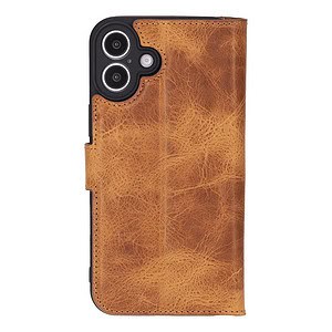 Solidenz Moda Book iPhone 16 Plus echt leren hoesje - Lichtbruin - 1