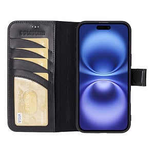 Solidenz Moda Book iPhone 16 Plus echt leren hoesje - Zwart - 1