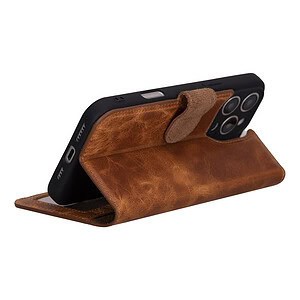 Solidenz Moda Book iPhone 16 Pro echt leren hoesje - Lichtbruin - 3