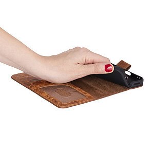 Solidenz Moda Book iPhone 16 Pro echt leren hoesje - Lichtbruin - 6