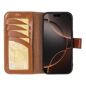 Solidenz Moda Book iPhone 16 Pro echt leren hoesje - Bruin - 3