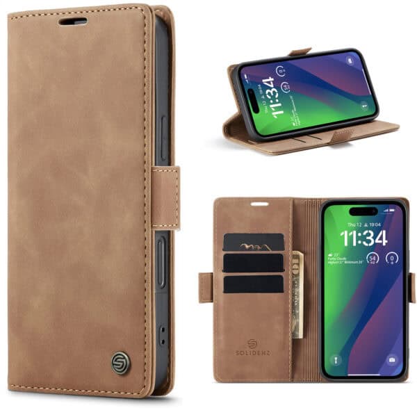 Solidenz Urban Book iPhone 16 Pro Max hoesje - Bruin