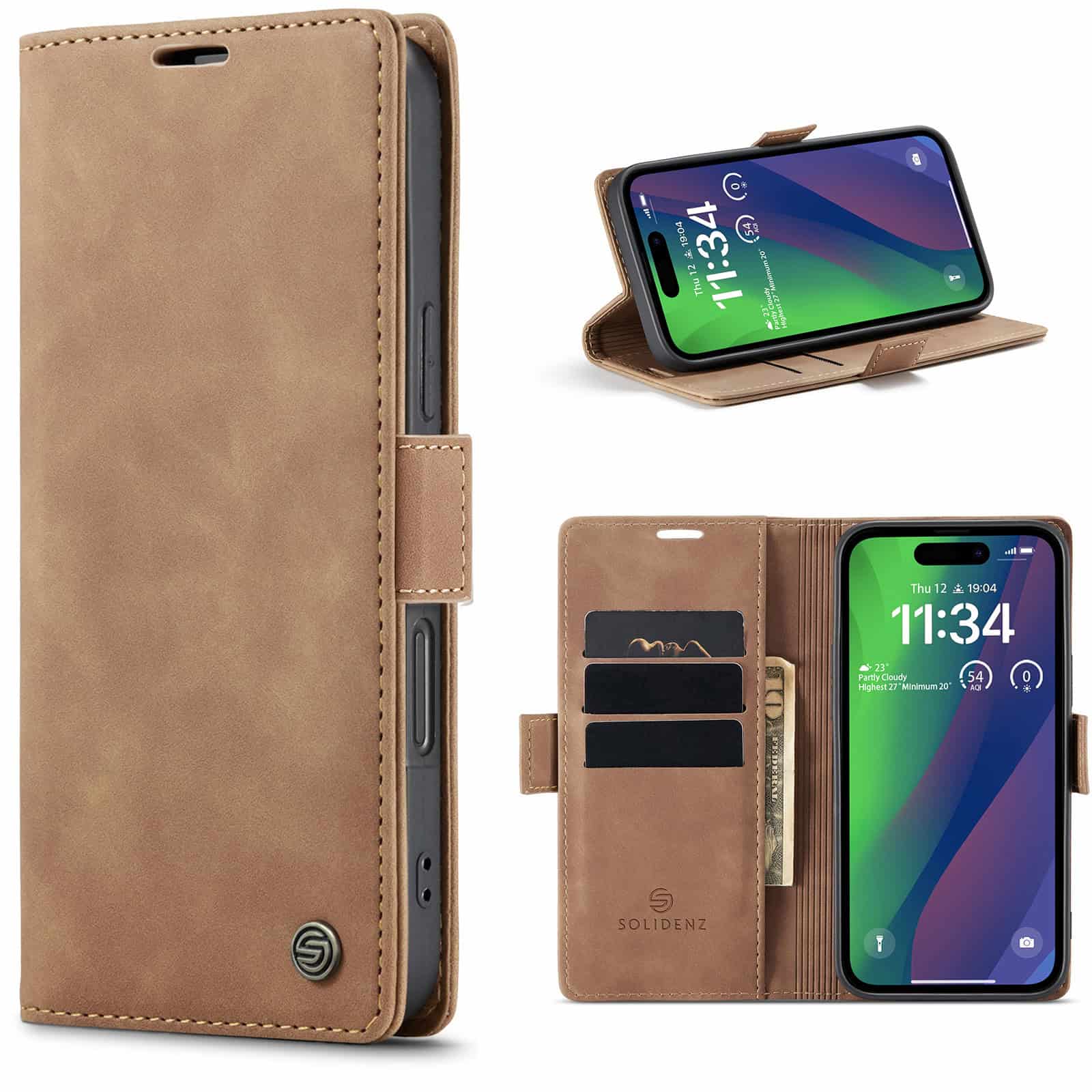 Solidenz Urban Book iPhone 16 Pro Max hoesje - Bruin Main Image