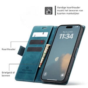 Solidenz Urban Book iPhone 16e hoesje - Blauw - 5