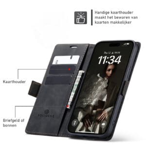 Solidenz Urban Book iPhone 16e hoesje - Zwart - 5