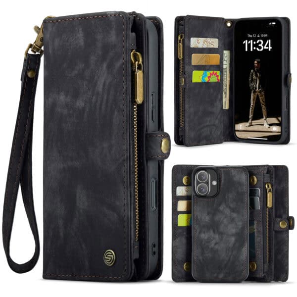Solidenz Urban Wallet iPhone 16 Plus hoesje - Zwart