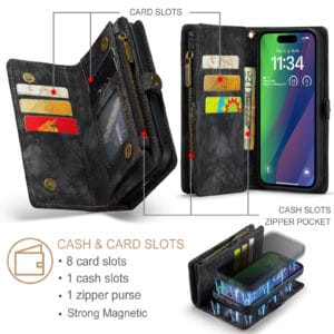 Solidenz Urban Wallet iPhone 16e hoesje - Zwart - 10
