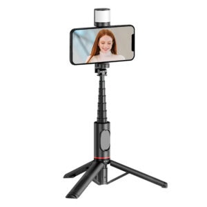WiWu Selfie Stick en Tripod - Met Statief - Met Verlichting - Met Bluetooth - Zwart - 1