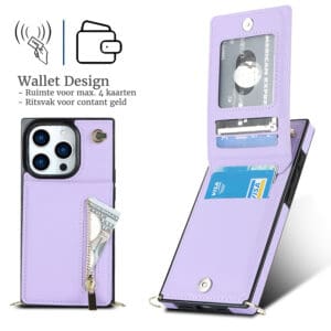 Solidenz Fashion Portemonnee hoesje met koord iPhone 16 - Violet - 3