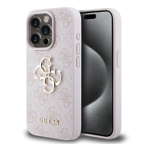 Guess Metal Logo iPhone 15 Pro Max hoesje - Roze