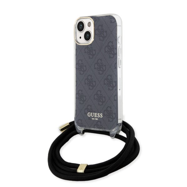 Guess IML Crossbody Strap iPhone 15 hoesje - Grijs