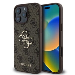 Guess Metal Logo iPhone 16 Pro hoesje - Bruin Main Image