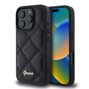 Guess Quilted Kunstleer iPhone 16 Pro hoesje - Zwart Main Image