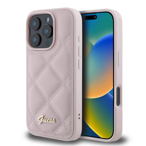 Guess Quilted Kunstleer iPhone 16 Pro hoesje - Roze
