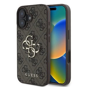 Guess Metal Logo iPhone 16 Plus hoesje - Bruin Main Image
