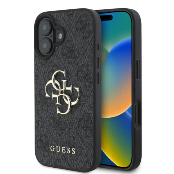 Guess Metal Logo iPhone 16 Plus hoesje - Grijs