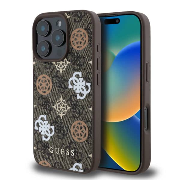 Guess Peony MagSafe iPhone 16 Pro hoesje - Bruin