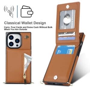 Solidenz Fashion Portemonnee hoesje met koord iPhone 16 Pro Max - Bruin - 5