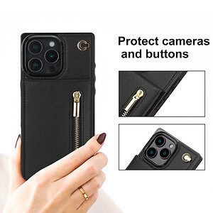 Solidenz Fashion Portemonnee hoesje met koord iPhone 16 Pro - Zwart - 10