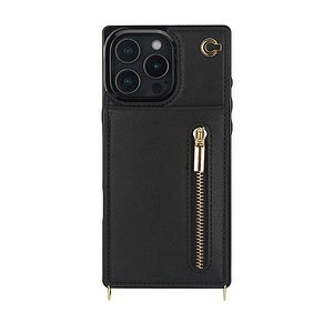 Solidenz Fashion Portemonnee hoesje met koord iPhone 16 Pro - Zwart - 1