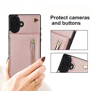 Solidenz Fashion Portemonnee hoesje met koord iPhone 16 - Roségoud - 10