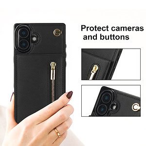 Solidenz Fashion Portemonnee hoesje met koord iPhone 16 Plus - Zwart - 10