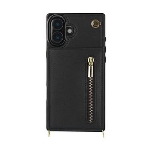 Solidenz Fashion Portemonnee hoesje met koord iPhone 16 Plus - Zwart - 1