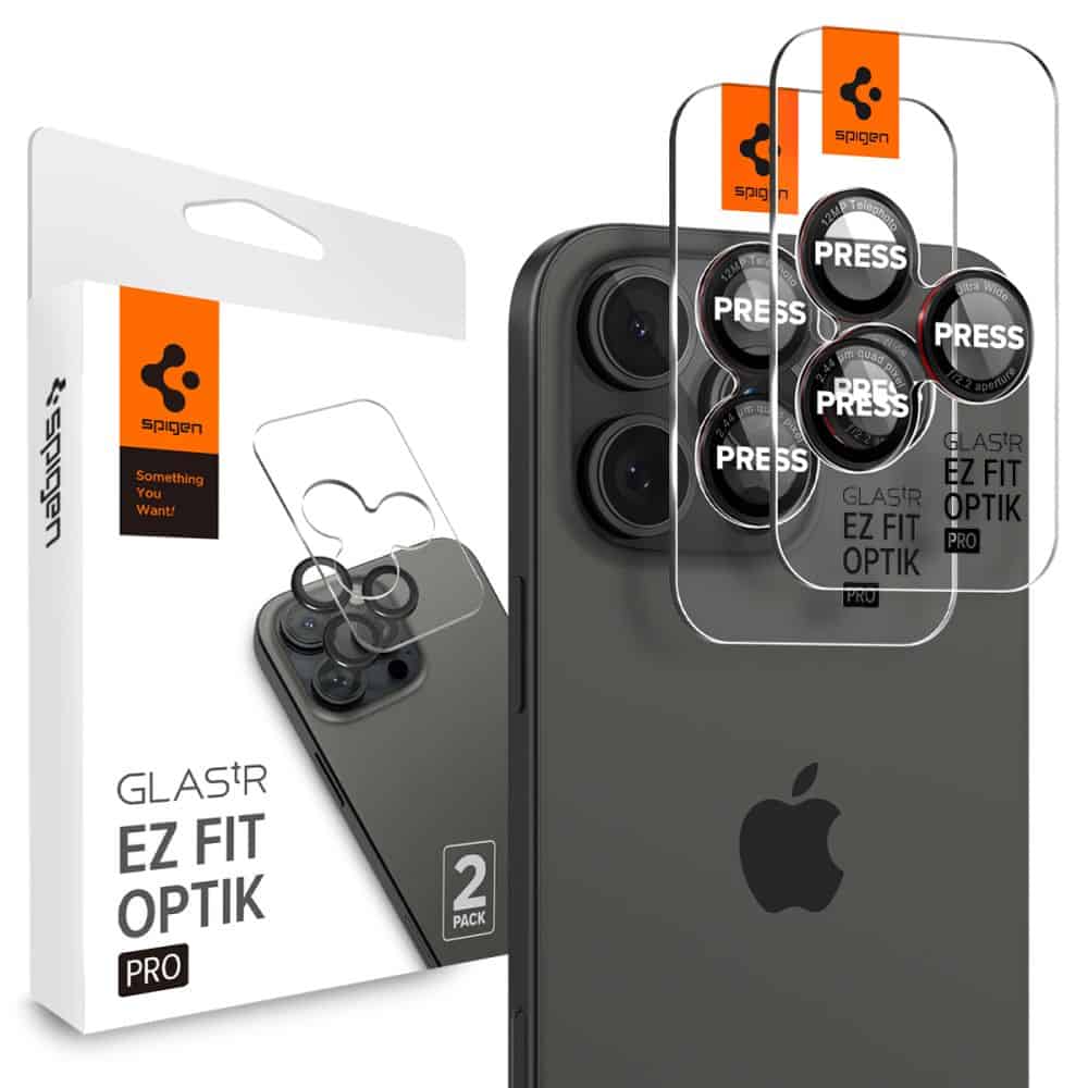 Spigen Optik Pro EZ Fit Camera protector iPhone 16 Pro Max / 16 Pro / 15 Pro Max / 15 Pro / 14 Pro Max / 14 Pro - 2 Stuks - Zwart Main Image