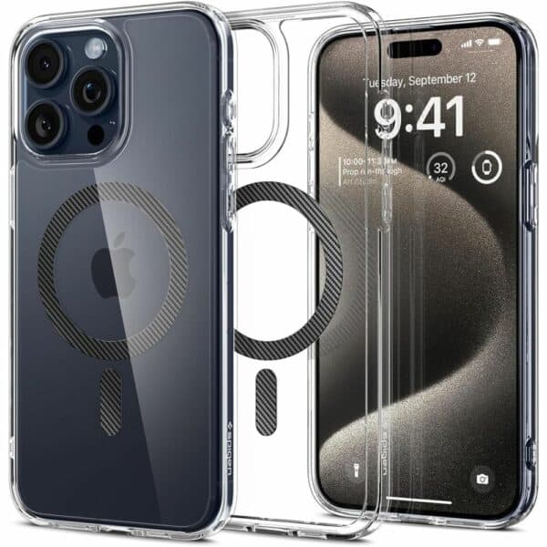 Spigen Ultra Hybrid MagSafe iPhone 15 Pro Max hoesje - Carbon Fiber